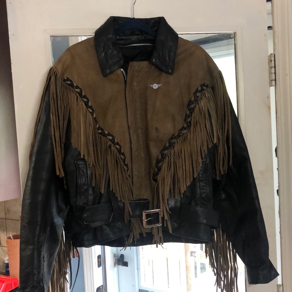 Wilsons Thinsulate leather suede fringe jacket